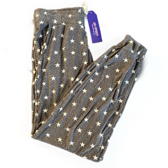 AQ Sport Pants - AQ Sport Joggers Grey With White Stars